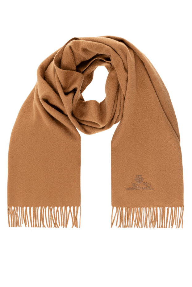 Loro Piana мужской шарф коричневый из кашемира с бахромой 185272 - фото 1