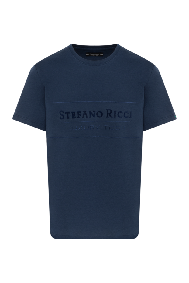 Stefano Ricci men's blue modal and cotton t-shirt with logo 185303 - photo 1