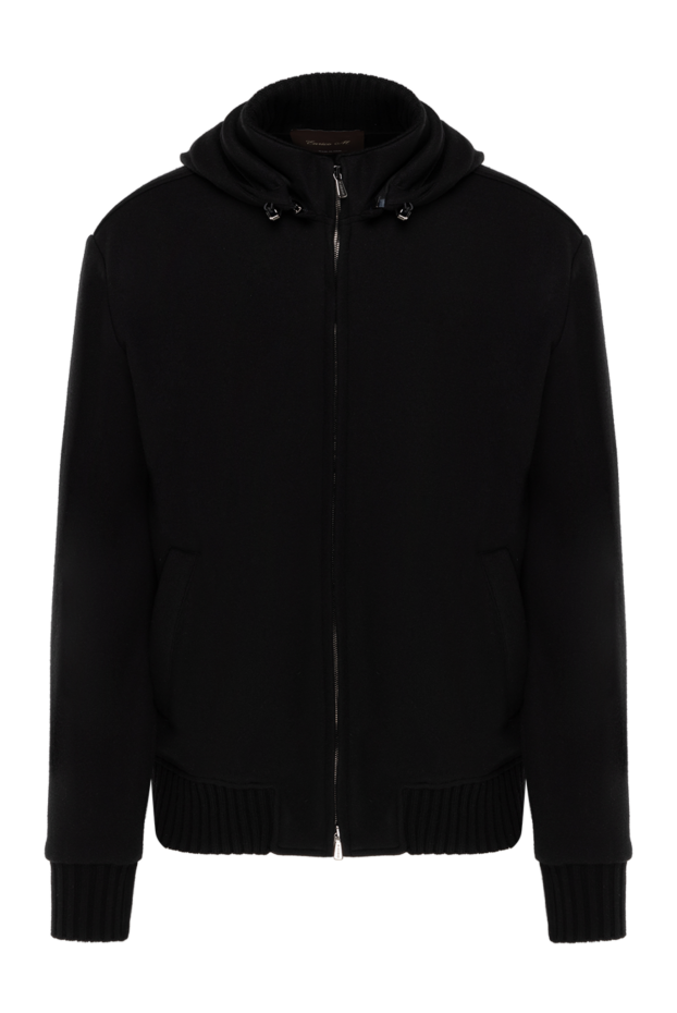 Men's blue cashmere sports jacket with a zip-up hood - photo 1
