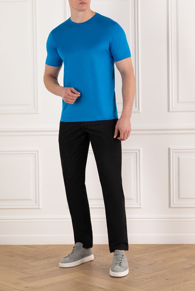 Cesare di Napoli bright blue cotton t-shirt with a smooth texture 185337 - photo 2