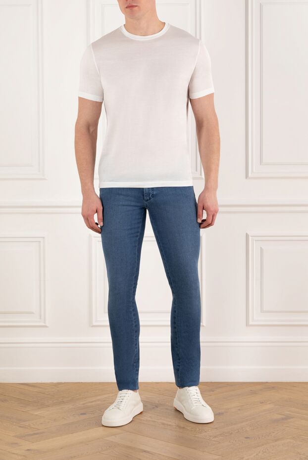Cesare di Napoli men's white t-shirt made of soft cotton with a classic fit 185340 - photo 2