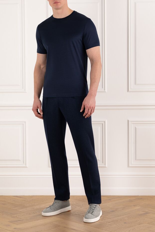 Cesare di Napoli men's blue t-shirt made of thick cotton 185344 - photo 2