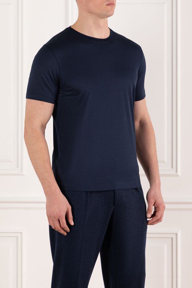 Cesare di Napoli men's blue t-shirt made of thick cotton 185344 - photo 3