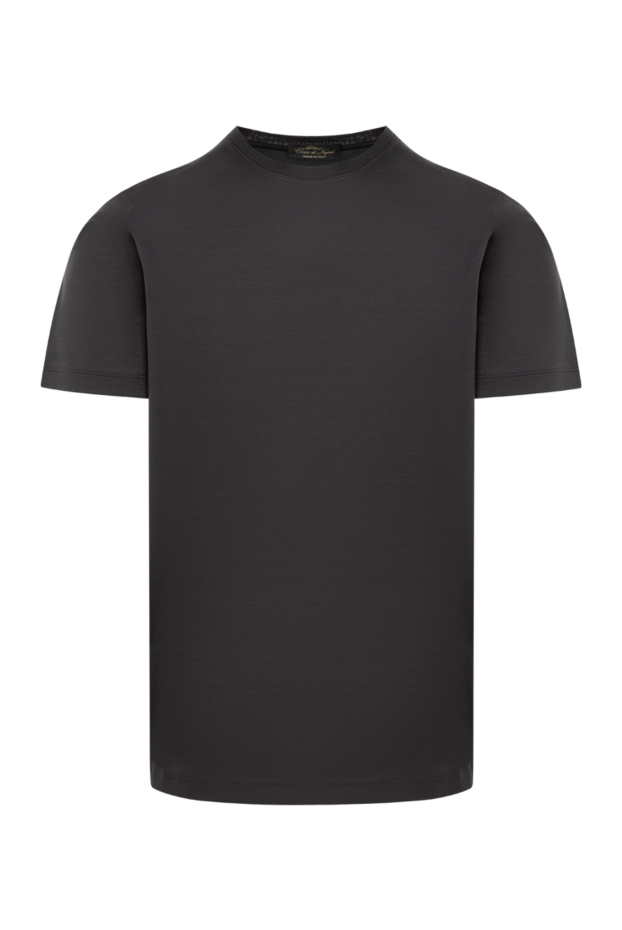 Cesare di Napoli smooth cotton t-shirt in dark grey with a soft sheen 185345 - photo 1