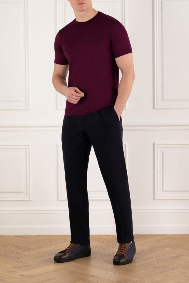 Cesare di Napoli men's burgundy cotton t-shirt 185346 - photo 2