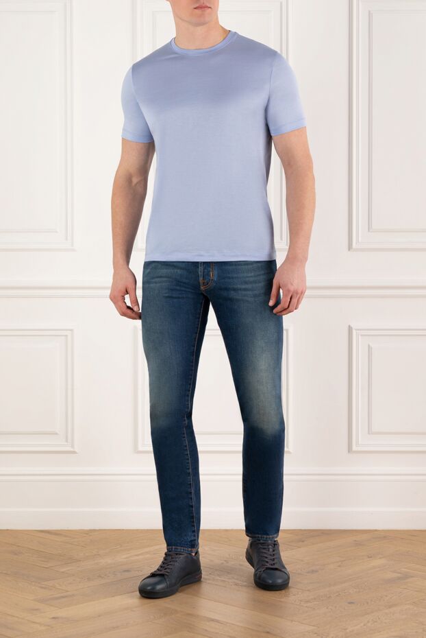 Cesare di Napoli a basic stretch jersey t-shirt in a sky blue hue 185349 - photo 2