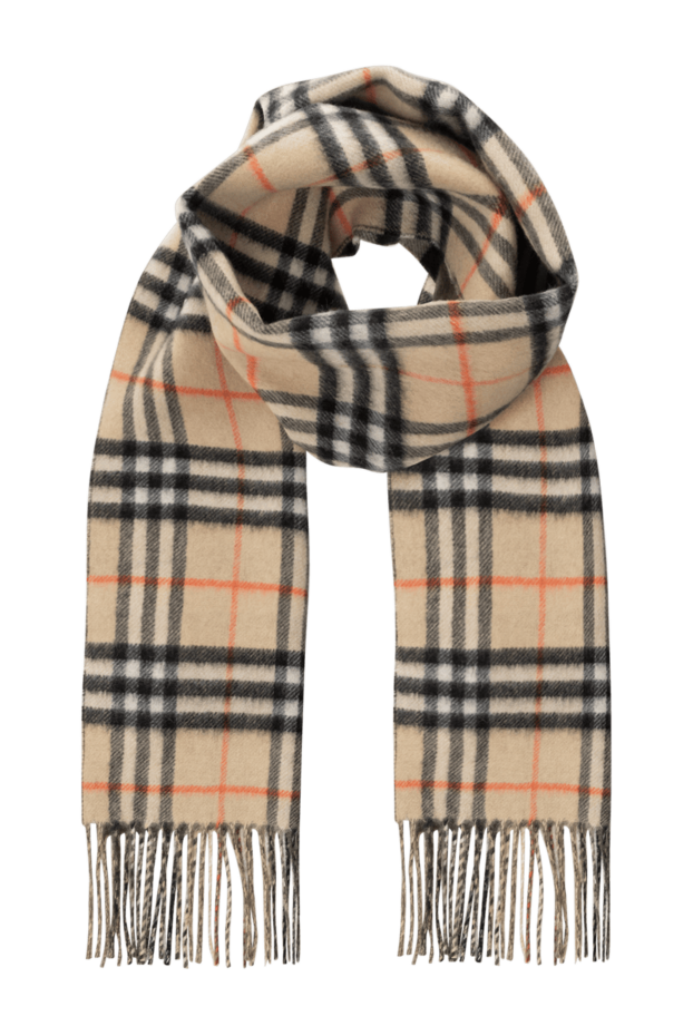Burberry клетчатый шарф бежевый женский с бахромой 185429 - фото 1