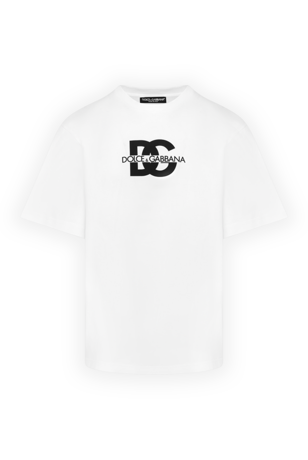 Dolce & Gabbana men's white straight-cut t-shirt with a graphic logo 185445 - photo 1