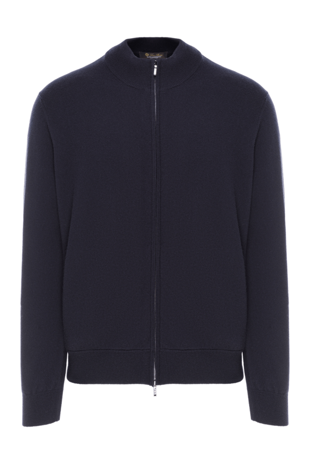 Loro Piana классическая куртка-бомбер на молнии из baby кашемира синяя 185502 - фото 1