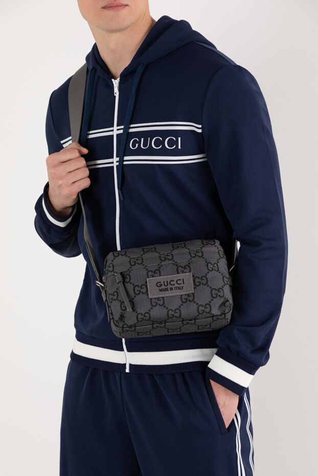 Gucci сумка через плечо мужская серая 185526 - фото 2