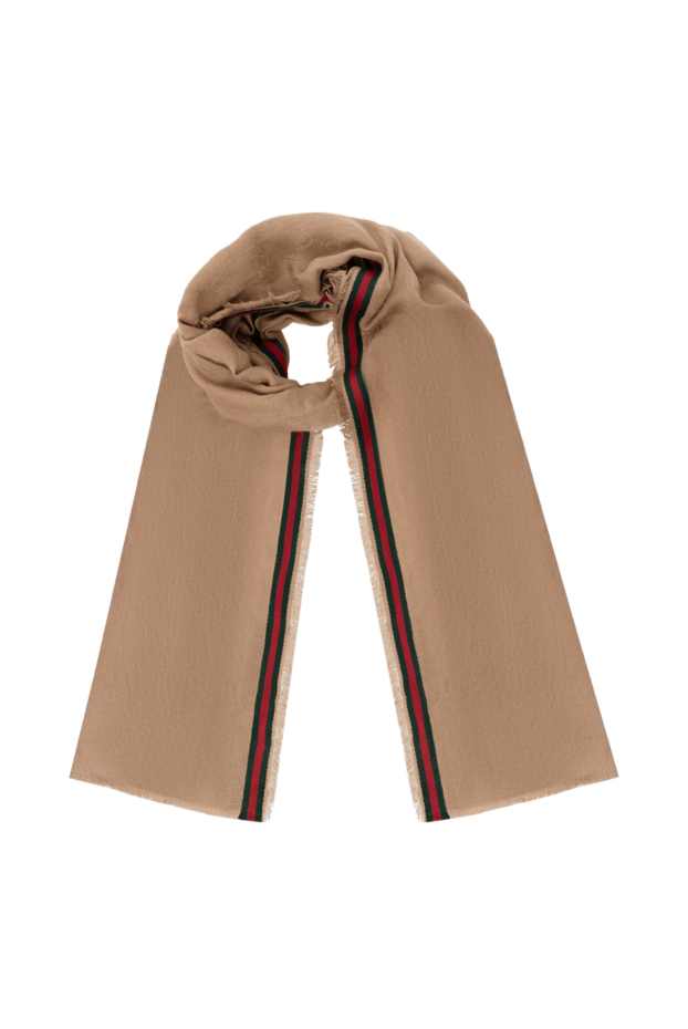 Gucci бежевый шарф мужской с бахромой 185538 - фото 1
