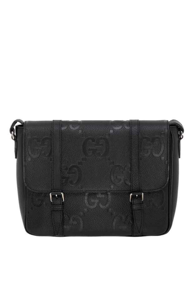 Gucci средняя сумка-мессенджер с орнаментом jumbo gg черная из кожи 185551 - фото 1