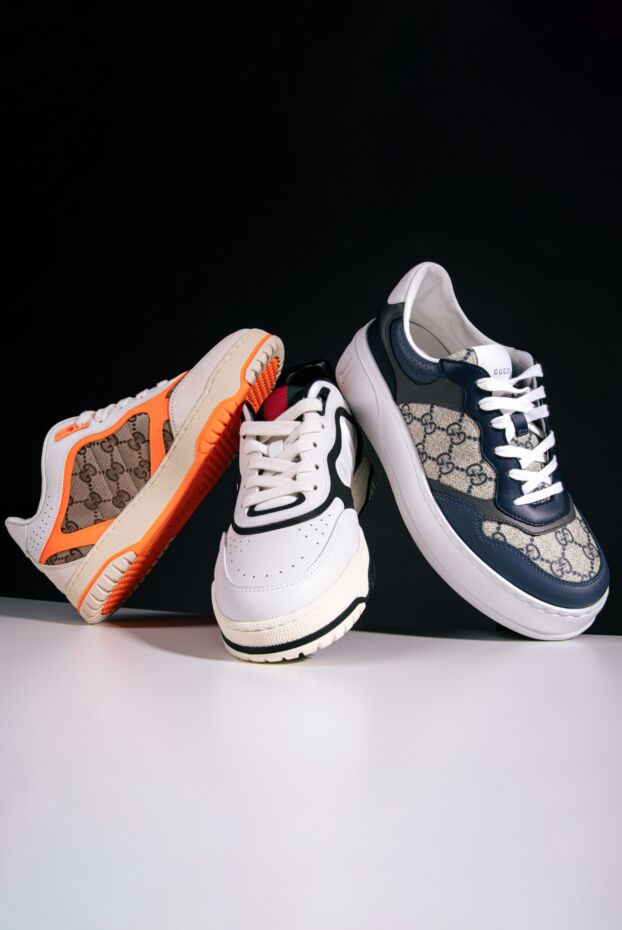 Gucci men's gucci re-web sneakers white leather 185552 - photo 2