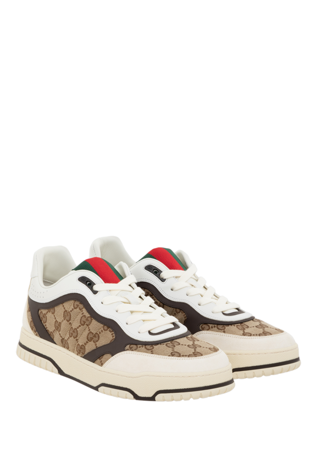 Gucci men's gucci re-web sneakers beige leather 185553 - photo 3