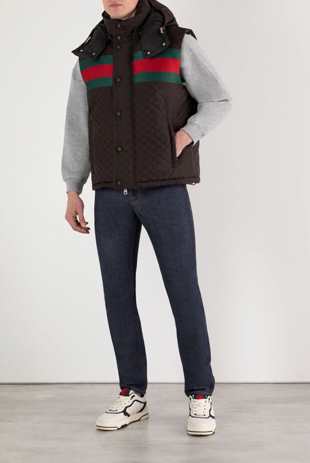 Gucci жилет из текстиля gg с капюшоном коричневый мужской 185561 - фото 2