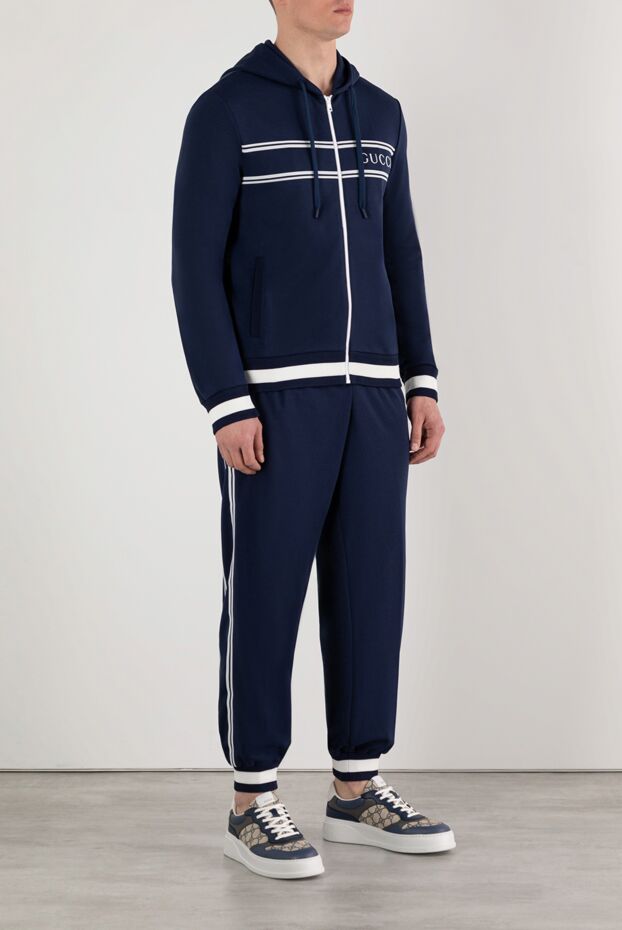 Gucci стильный спортивный костюм синий мужской 185562 - фото 3