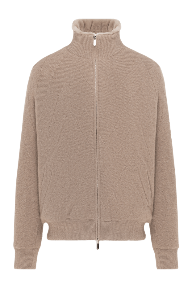 Svevo beige men's cashmere jacket with fur 185601 - photo 1