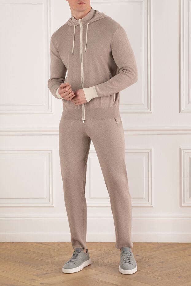 Cesare di Napoli sand-colored silk and cashmere knit suit 185634 - photo 2
