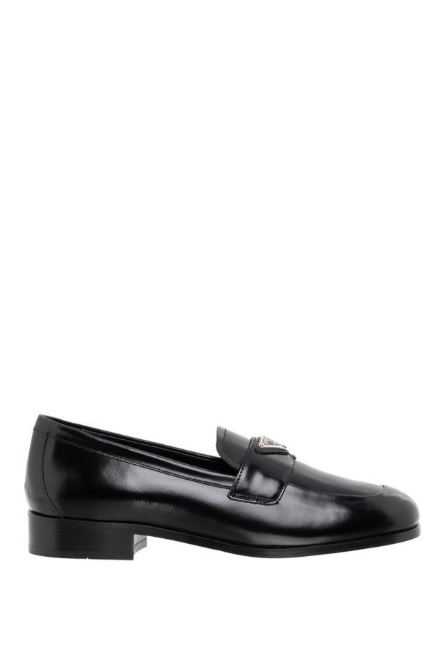 Prada әйелдер логотипі бар қара былғары лоферлері 185649 - фото 1