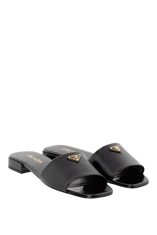 Prada черные босоножки женские из тисненной кожи 185658 - фото 3
