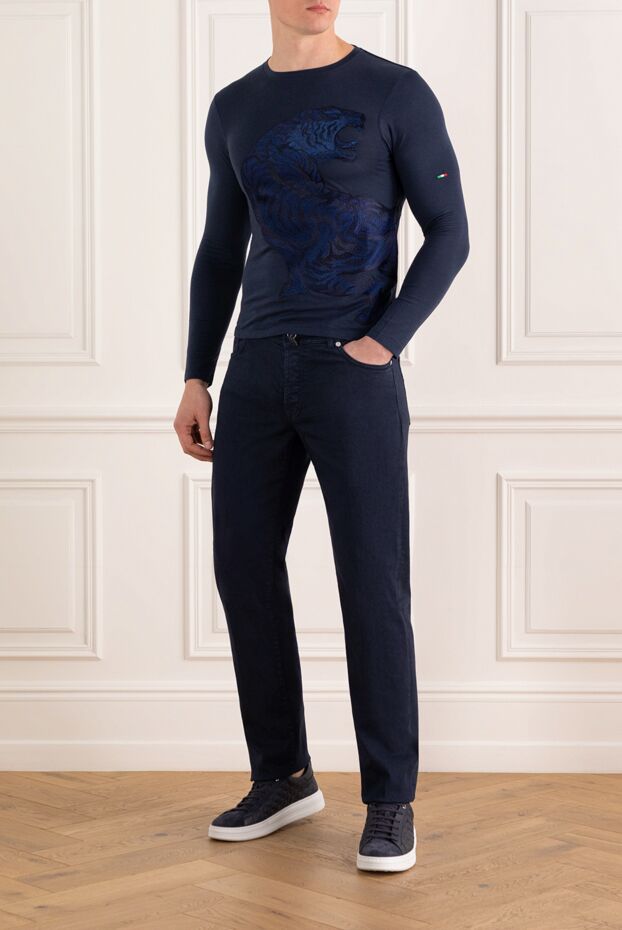 Kiton men's blue cotton jeans with buttons 185686 - photo 2