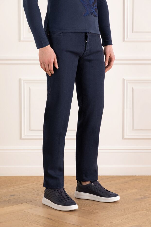 Kiton men's blue cotton jeans with buttons 185686 - photo 3