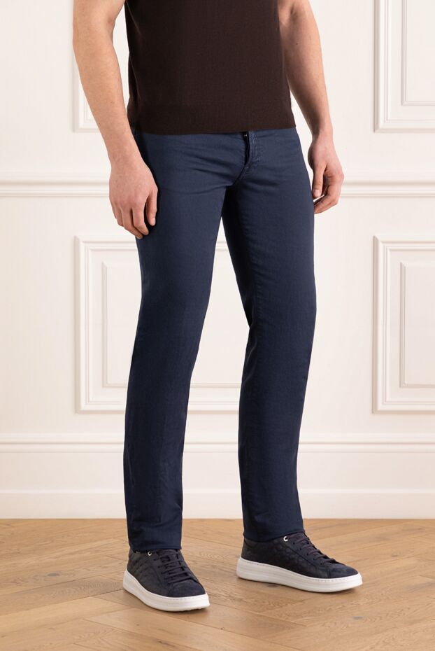 Kiton men's blue cotton skinny jeans with buttons 185687 - photo 3