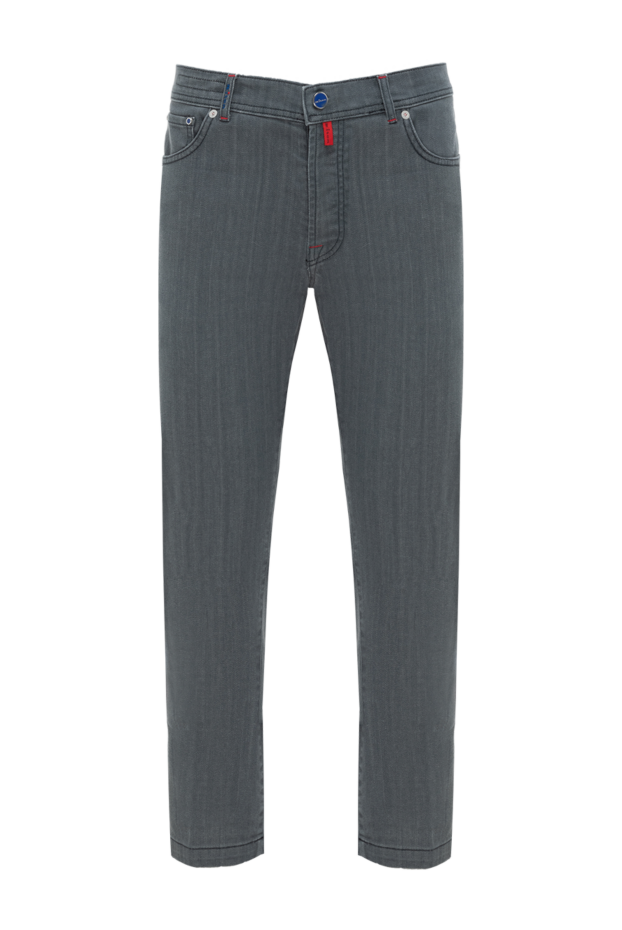 Kiton men's gray cotton jeans with red stitching 185689 - photo 1