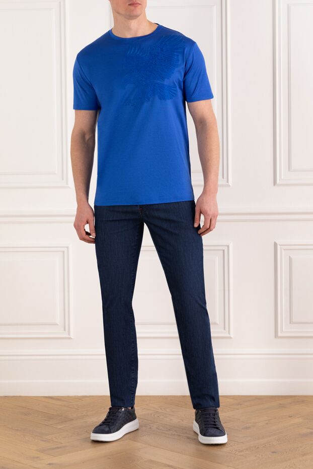 Kiton джинсы из плотного хлопка в оттенке deep blue с цветными акцентами
 185691 - фото 2
