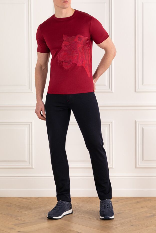Kiton синие джинсы прямые мужские из шерсти и хлопка 185698 - фото 2