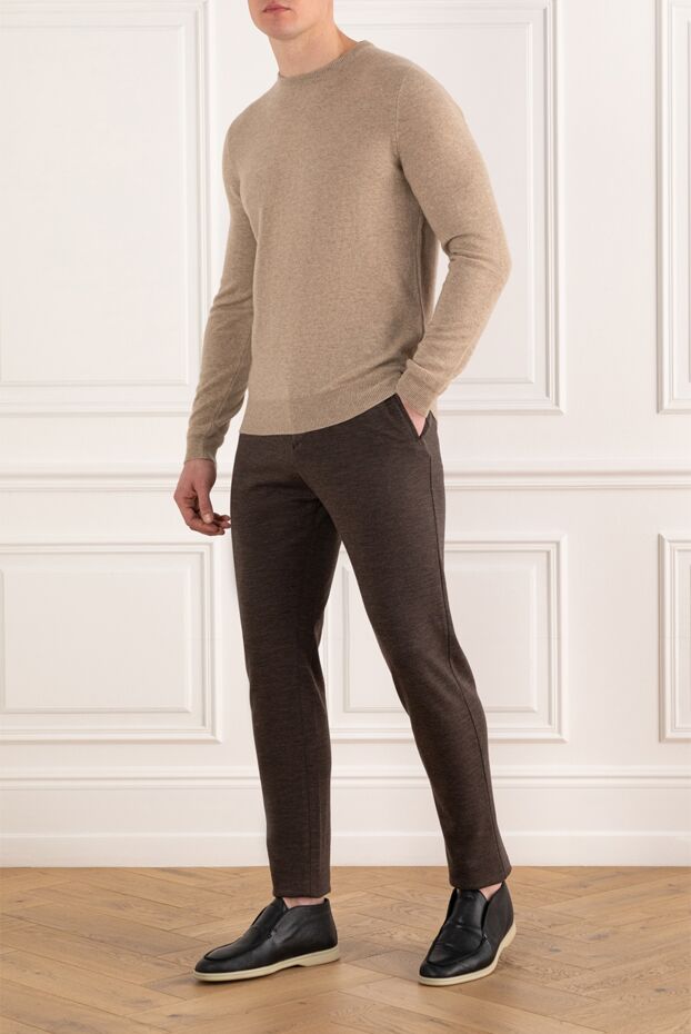 Kiton men's brown wool trousers 185699 - photo 2