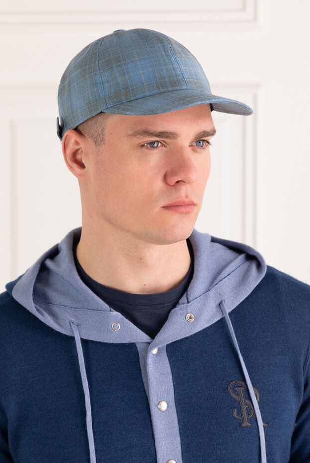 Kiton men's blue checkered woolen cap 185700 - photo 2