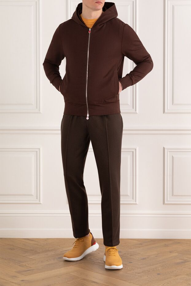 Kiton кофта спортивная мужская коричневая с капюшоном 185707 - фото 2