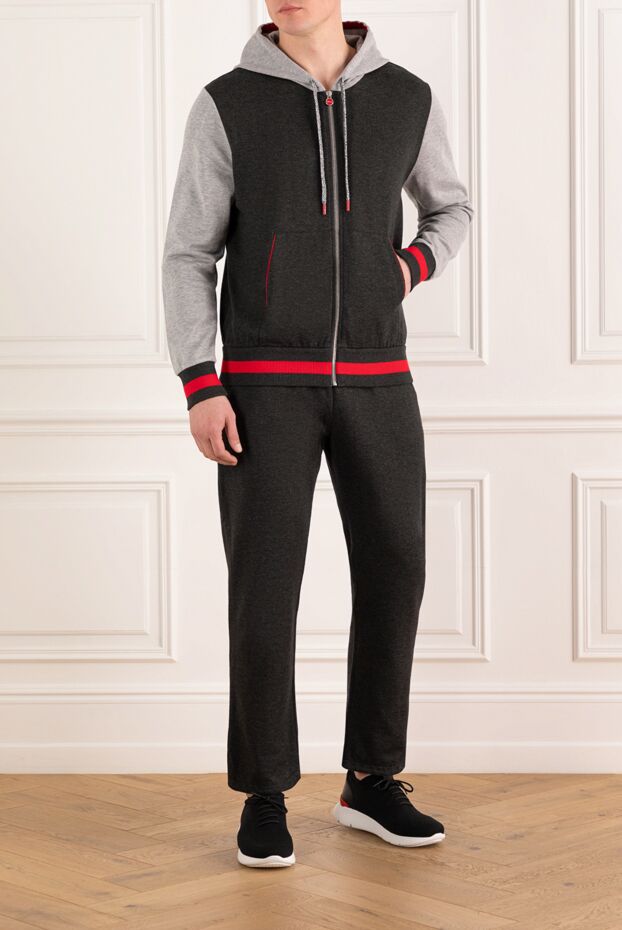 Kiton мақта мен кашемирден тігілген ерлер спорттық костюмі, сұр түсті 185709 - фото 2