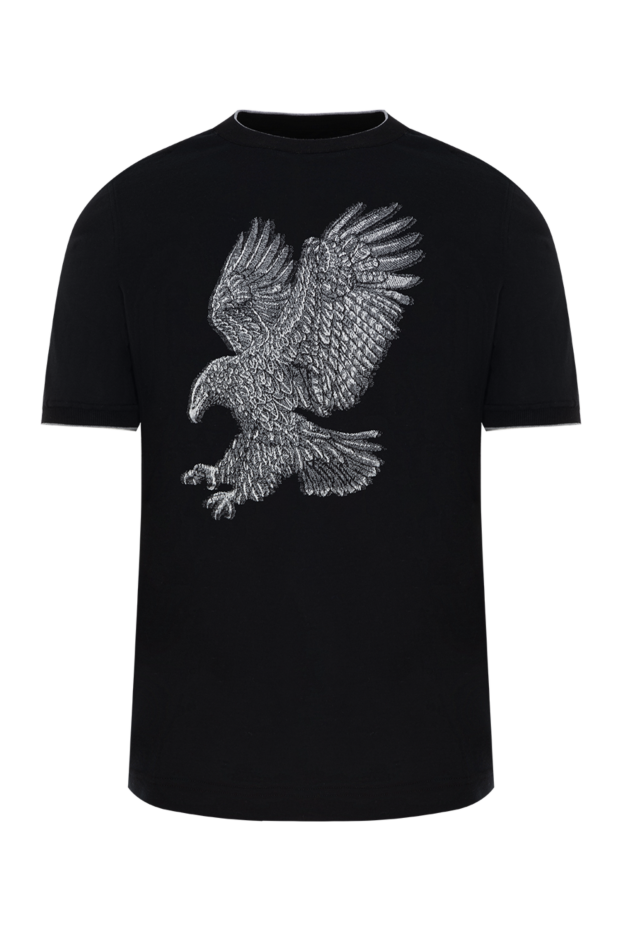 Stefano Ricci men's t-shirt black with an eagle made of linen and cotton 185760 - photo 1