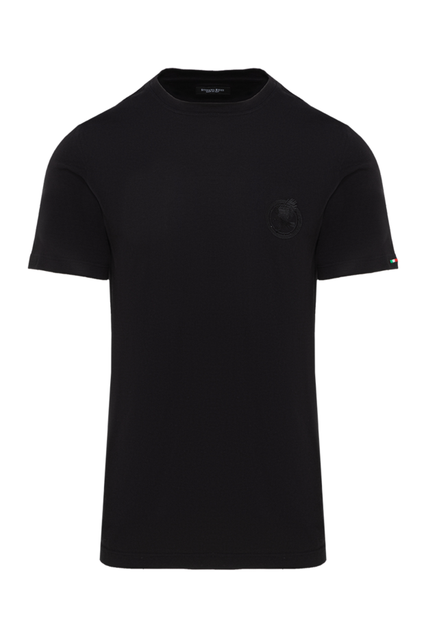 Stefano Ricci black cotton t-shirt with a neat miniature eagle embroidery 185763 - photo 1