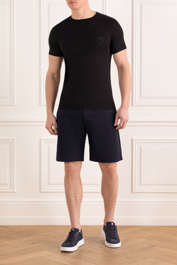 Stefano Ricci black cotton t-shirt with a neat miniature eagle embroidery 185763 - photo 2