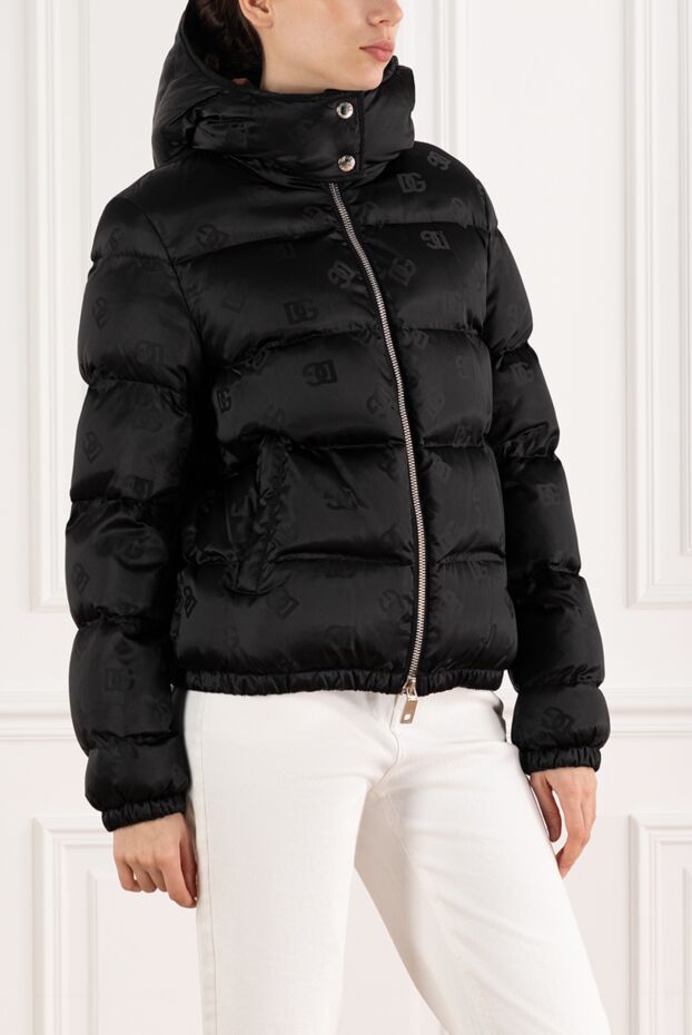 Dolce & Gabbana жалпы жақкарды dg өрнегі бар атлас мамық күрте 185952 - фото 3