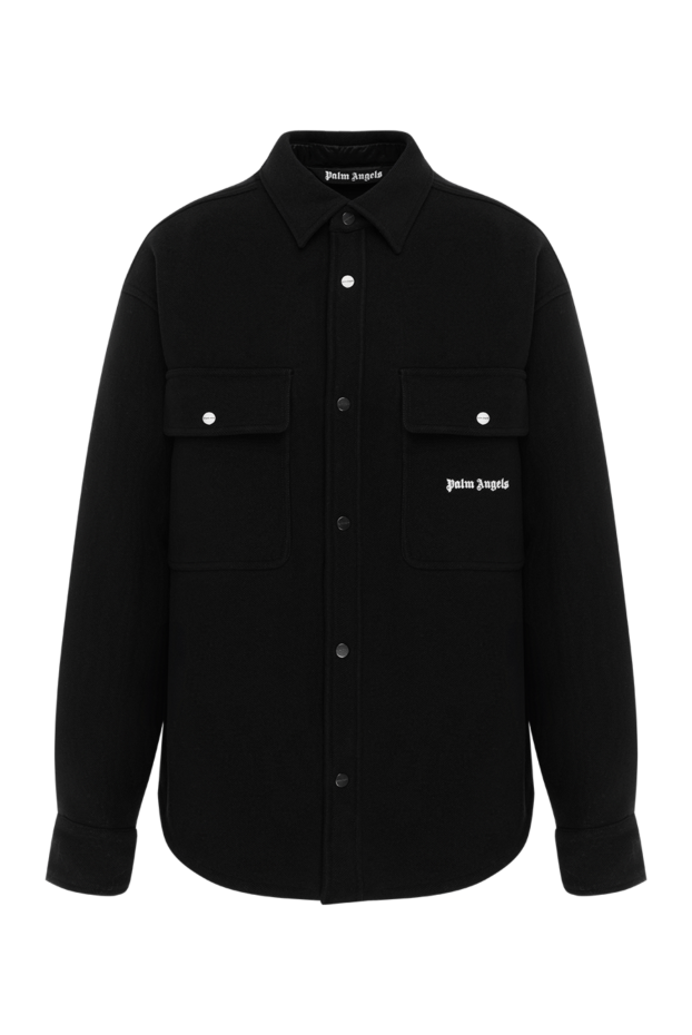 Palm Angels шерстяная куртка мужская черная с логотипом на кнопках 185967 - фото 1