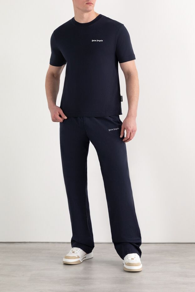 Palm Angels синие мужские брюки из хлопка на кулиске 185969 - фото 2