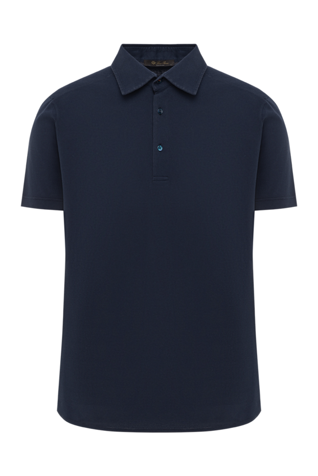 Loro Piana рубашка-поло из хлопкового пике синяя 185988 - фото 1