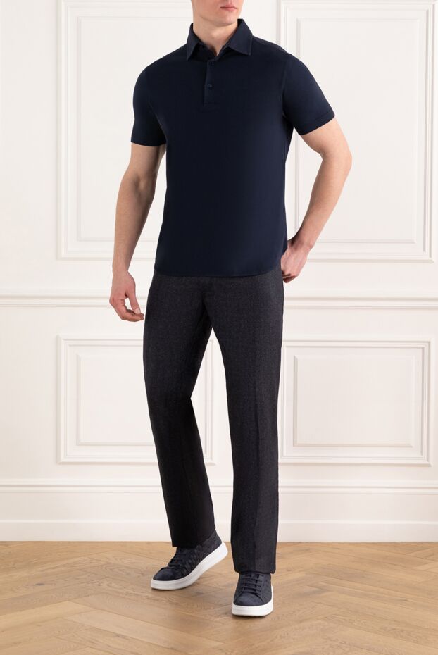 Loro Piana cotton pique polo shirt blue 185988 - photo 2