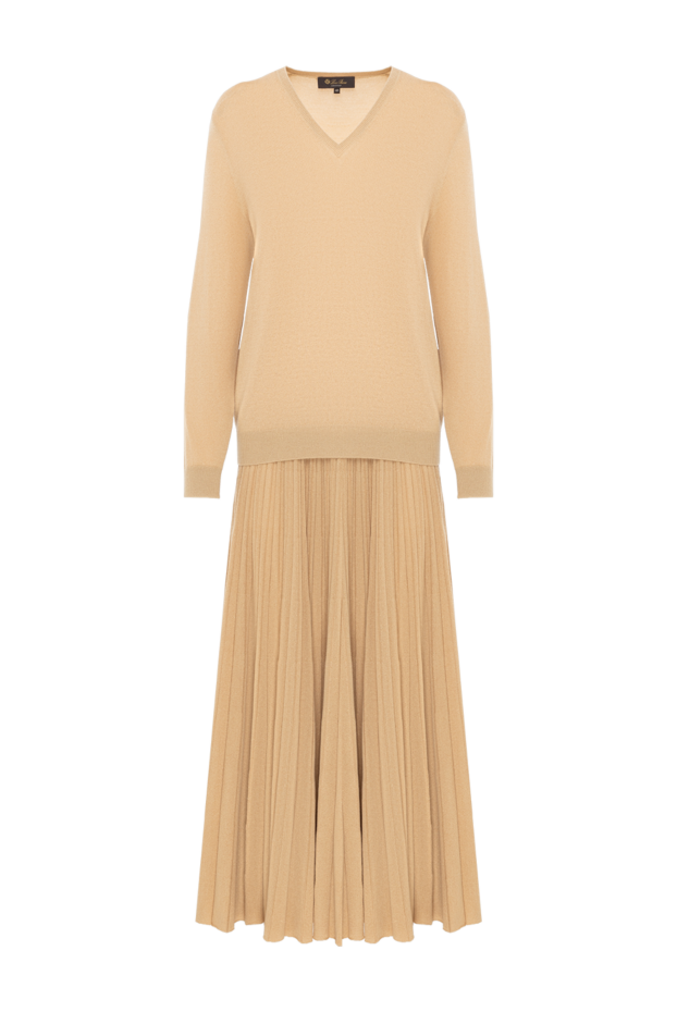 Loro Piana костюм с плиссированной юбкой бежевый из кашемира 185993 - фото 1