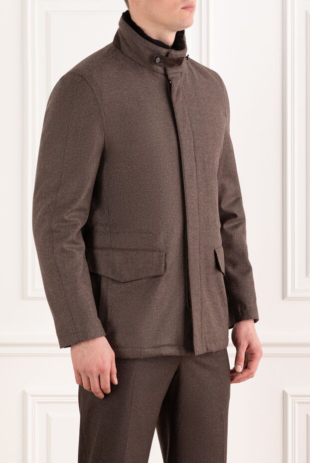 Enrico Mandelli brown wool and cashmere jacket for men 186019 - photo 3