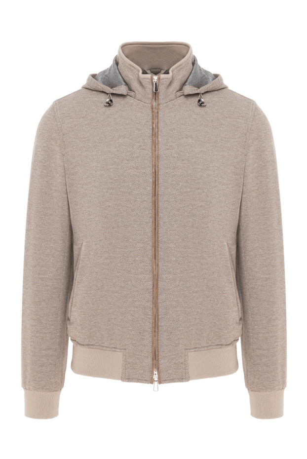 Enrico Mandelli beige men's bomber jacket with hood made of wool and cotton 186022 - photo 1