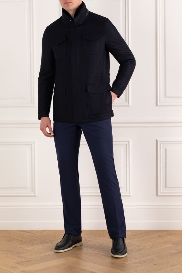 Enrico Mandelli men's blue wool and cashmere jacket 186025 - photo 2