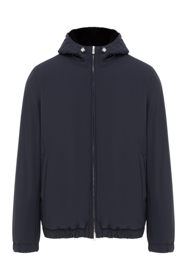 Enrico Mandelli short men's blue jacket with natural fur 186038 - photo 1