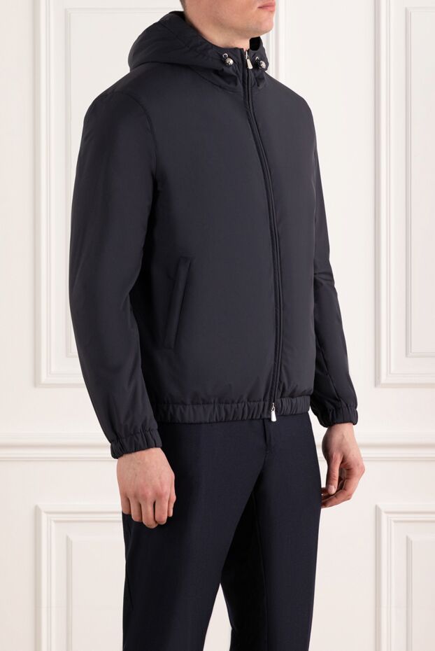 Enrico Mandelli short men's blue jacket with natural fur 186038 - photo 3