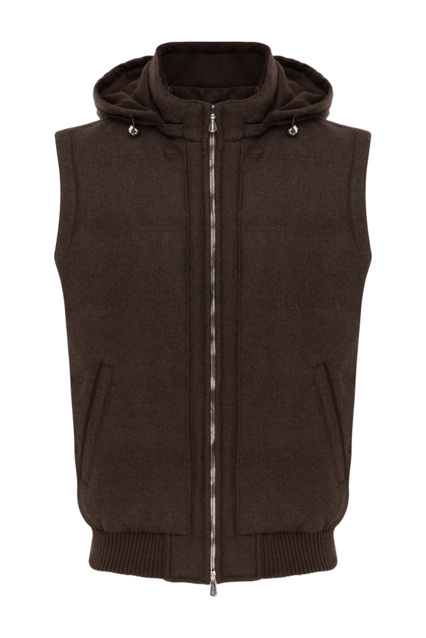 Enrico Mandelli men's vest with a hood, brown, wool and cashmere 186053 - photo 1