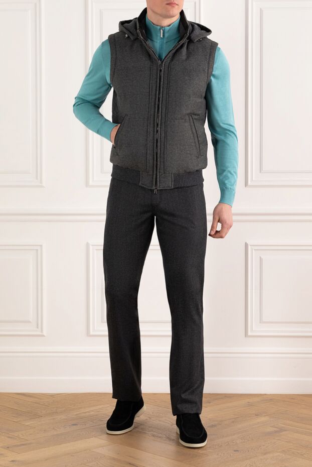 Enrico Mandelli gray men's warm vest made of wool and cashmere 186058 - photo 2